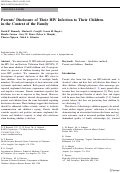 Cover page: Parents’ Disclosure of Their HIV Infection to Their Children in the Context of the Family