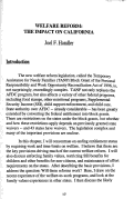 Cover page: Welfare Reform: The Impact on California