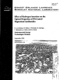 Cover page: Effect of Hydrogen Insertion on the Optical Properties of PD-Coated Magnesium Lanthanides