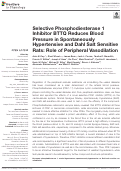 Cover page: Selective Phosphodiesterase 1 Inhibitor BTTQ Reduces Blood Pressure in Spontaneously Hypertensive and Dahl Salt Sensitive Rats: Role of Peripheral Vasodilation.