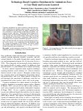 Cover page: Technology-Based Cognitive Enrichment for Animals in Zoos:A Case Study and Lessons Learned