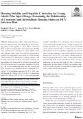 Cover page: Housing Stability and Hepatitis C Infection for Young Adults Who Inject Drugs: Examining the Relationship of Consistent and Intermittent Housing Status on HCV Infection Risk