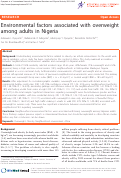 Cover page: Environmental factors associated with overweight among adults in Nigeria