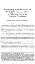 Cover page: Recalibrating Patent Protection for COVID-19 Vaccines: A Path  to Affordable Access and  Equitable Distribution