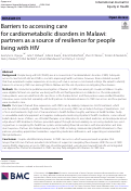 Cover page: Barriers to accessing care for cardiometabolic disorders in Malawi: partners as a source of resilience for people living with HIV