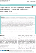 Cover page: Transcriptome sequencing reveals genome-wide variation in molecular evolutionary rate among ferns