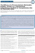 Cover page: The Efficacy of a Prevascularized, Retrievable Poly(D,L,-lactide-co-ε-caprolactone) Subcutaneous Scaffold as Transplantation Site for Pancreatic Islets