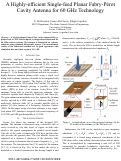 Cover page: A Highly-efficient Single-feed Planar Fabry-Pérot Cavity Antenna for 60 GHz Technology