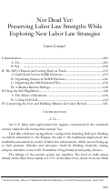 Cover page: Not Dead Yet: Preserving Labor Law Strengths While Exploring New Labor Law Strategies