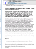 Cover page: Cognitive performance and neuropsychiatric symptoms in early, untreated Parkinson's disease.