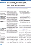 Cover page: Educational approaches to teach students to address colonialism in global health: a scoping review