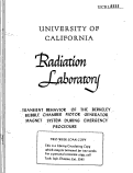 Cover page: TRANSIENT BEHAVIOR OF THE BERKELEY BUBBLE CHAMBER MOTOR GENERATOR MAGNET SYSTEM DURING EMERGENCY PROCEDURE