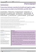 Cover page: Connections between reproductive health and cognitive aging among women enrolled in the HCHS/SOL and SOL‐INCA