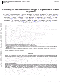 Cover page: Correcting for peculiar velocities of Type Ia supernovae in clusters of galaxies