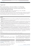 Cover page: Financial Incentives to Increase Advance Care Planning Among Medicaid Beneficiaries: Lessons Learned From Two Pragmatic Randomized Trials.