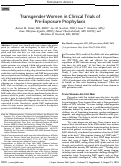 Cover page: Transgender Women in Clinical Trials of Pre-Exposure Prophylaxis