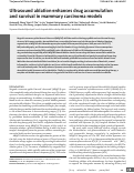 Cover page: Ultrasound ablation enhances drug accumulation and survival in mammary carcinoma models.