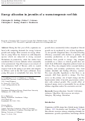 Cover page: Energy allocation in juveniles of a warm-temperate reef fish