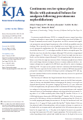 Cover page: Continuous erector spinae plane blocks with automated boluses for analgesia following percutaneous nephrolithotomy