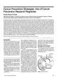 Cover page: Cancer prevention strategies: use of cancer prevention research registries.