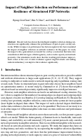 Cover page: Impact of neighbor selection on performance and resilience of structured P2P networks