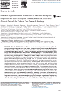 Cover page: Research Agenda for the Prevention of Pain and Its Impact: Report of the Work Group on the Prevention of Acute and Chronic Pain of the Federal Pain Research Strategy