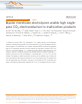 Cover page: Bipolar membrane electrolyzers enable high single-pass CO2 electroreduction to multicarbon products.