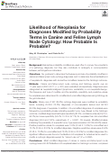 Cover page: Likelihood of Neoplasia for Diagnoses Modified by Probability Terms in Canine and Feline Lymph Node Cytology: How Probable Is Probable?