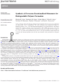 Cover page: Synthesis of ferrocene-functionalized monomers for biodegradable polymer formation