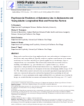 Cover page: Psychosocial predictors of substance use in adolescents and young adults: Longitudinal risk and protective factors