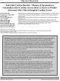 Cover page: End-tidal Carbon Dioxide + Return of Spontaneous Circulation After Cardiac Arrest (RACA) Score to Predict Outcomes After Out-of-hospital Cardiac Arrest