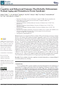 Cover page: Cognitive and Behavioral Domains That Reliably Differentiate Normal Aging and Dementia in Down Syndrome