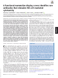 Cover page: A functional mammalian display screen identifies rare antibodies that stimulate NK cell-mediated cytotoxicity