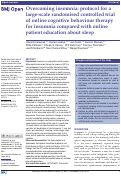 Cover page: Overcoming insomnia: protocol for a large-scale randomised controlled trial of online cognitive behaviour therapy for insomnia compared with online patient education about sleep.