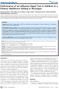 Cover page: Performance of an Influenza Rapid Test in Children in a Primary Healthcare Setting in Nicaragua