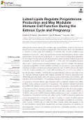 Cover page: Luteal Lipids Regulate Progesterone Production and May Modulate Immune Cell Function During the Estrous Cycle and Pregnancy