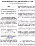 Cover page: The Hemisphere-specific Processing Linking Visual Perception to Cognition