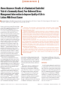 Cover page: Nuevo Amanecer: results of a randomized controlled trial of a community-based, peer-delivered stress management intervention to improve quality of life in Latinas with breast cancer.