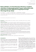 Cover page: Early initiation of chemotherapy following complete resection of advanced ovarian cancer associated with improved survival: NRG Oncology/Gynecologic Oncology Group study.