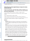 Cover page: Patient Outcomes After Applied Behavior Analysis for Autism Spectrum Disorder