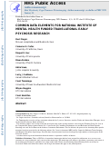 Cover page: Common Data Elements for National Institute of Mental Health–Funded Translational Early Psychosis Research