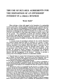 Cover page: The Use of Buy-Sell Agreement for the Disposition of an Ownership Interest in a Small Business