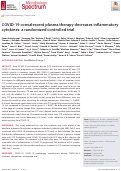 Cover page: COVID-19 convalescent plasma therapy decreases inflammatory cytokines: a randomized controlled trial.