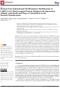 Cover page: Human Post-Translational SUMOylation Modification of SARS-CoV-2 Nucleocapsid Protein Enhances Its Interaction Affinity with Itself and Plays a Critical Role in Its Nuclear Translocation.