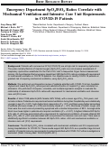 Cover page: Emergency Department SpO2/FiO2 Ratios Correlate with Mechanical Ventilation and Intensive Care Unit Requirements in COVID-19 Patients