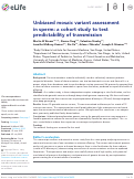 Cover page: Unbiased mosaic variant assessment in sperm: a cohort study to test predictability of transmission