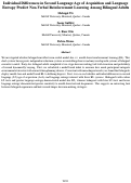 Cover page: Individual Differences in Second Language Age of Acquisition and LanguageEntropy Predict Non-Verbal Reinforcement Learning Among Bilingual Adults