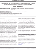 Cover page: Clarifications on: Pectoralis Blocks Nomenclature and Clinical Applications of Regional Anesthesia Techniques for  Breast and Thorax