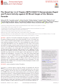 Cover page: The Novel bis-1,2,4-Triazine MIPS-0004373 Demonstrates Rapid and Potent Activity against All Blood Stages of the Malaria Parasite.