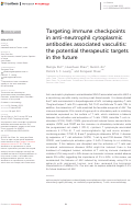 Cover page: Targeting immune checkpoints in anti-neutrophil cytoplasmic antibodies associated vasculitis: the potential therapeutic targets in the future